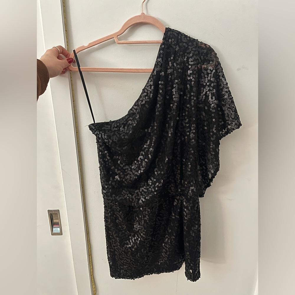 Jessica Simpson Black Sequin One-Shoulder Dress